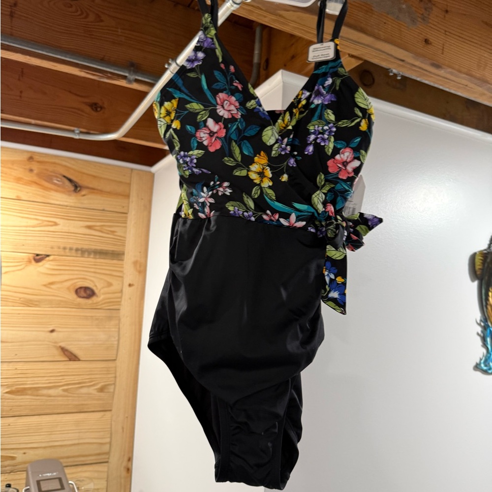 Floral Black One-Piece Swimsuit